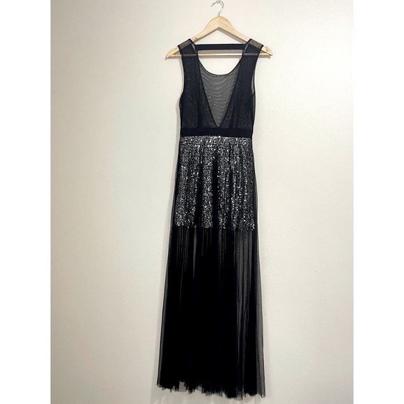 Black Sequin and Tulle Maxi dress - Picture 1 of 6